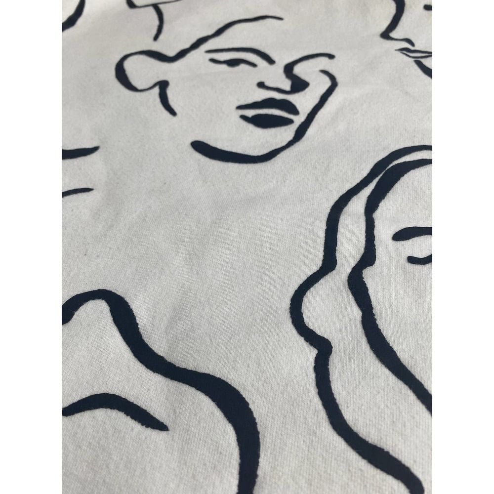 Zara white printed black drawn faces crewneck sweatshirt - Picture 5 of 7